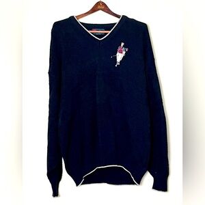 Isle Of Cotton Sweater Men’s Large Black Golf‎ Heritage Classic Vintage Preppy